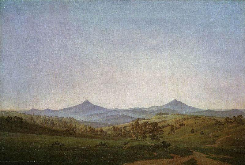 Caspar David Friedrich Bohmische Landschaft mit dem Milleschauer oil painting image
